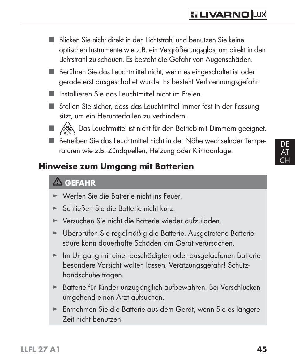 Livarno LLFL 27 A1 User Manual | Page 48 / 54