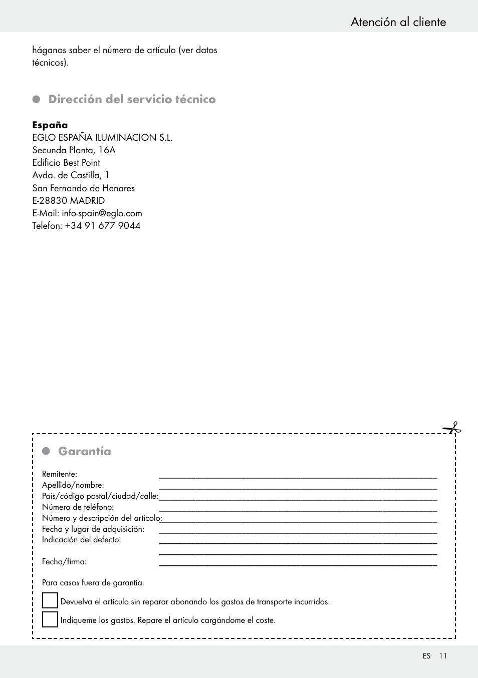 Dirección del servicio técnico, Garantía | Livarno 54313 User Manual | Page 11 / 40