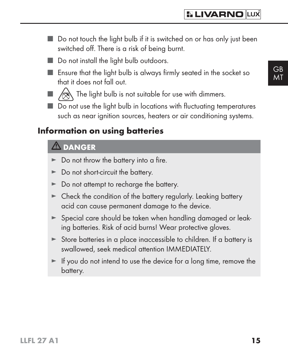 Livarno LLFL 27 A1 User Manual | Page 18 / 34