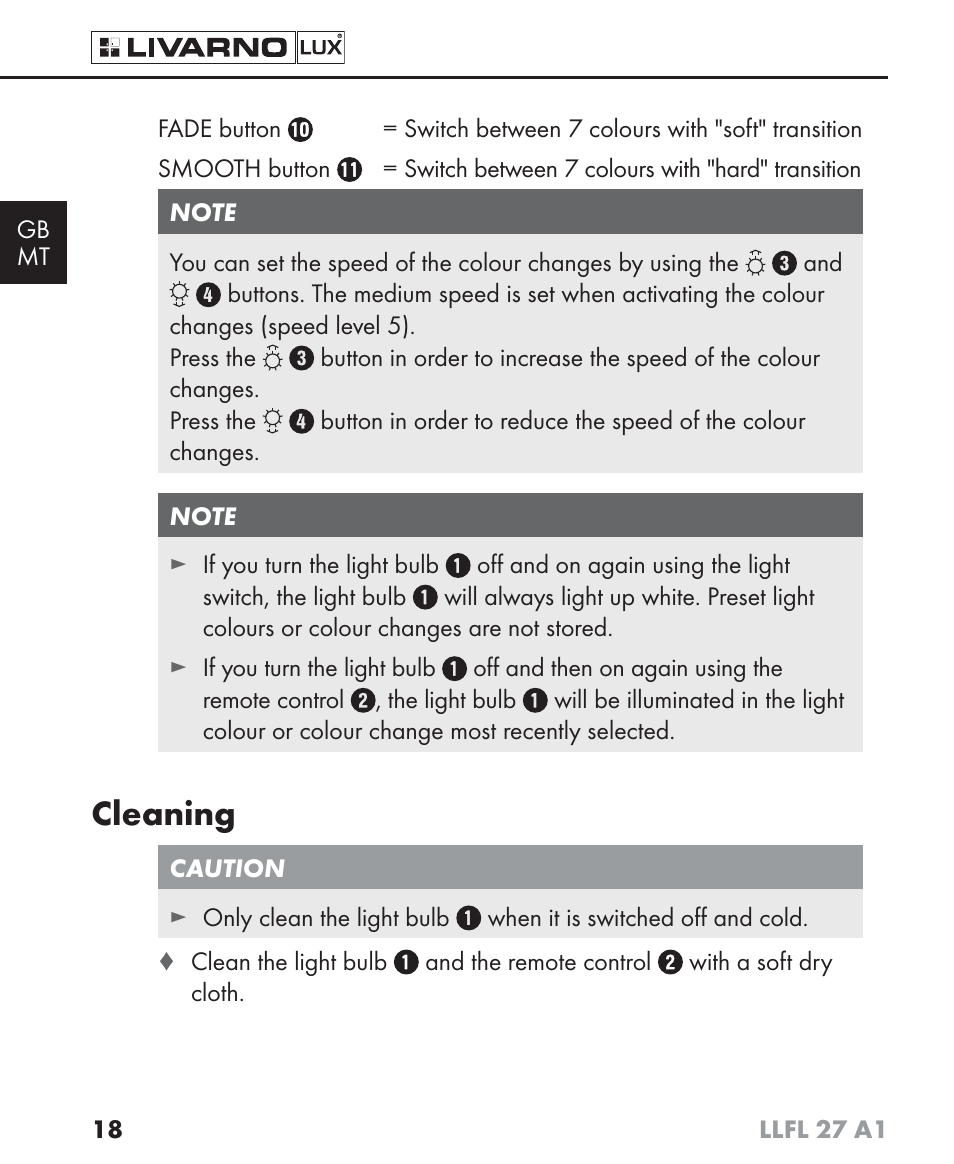 Cleaning | Livarno LLFL 27 A1 User Manual | Page 21 / 34