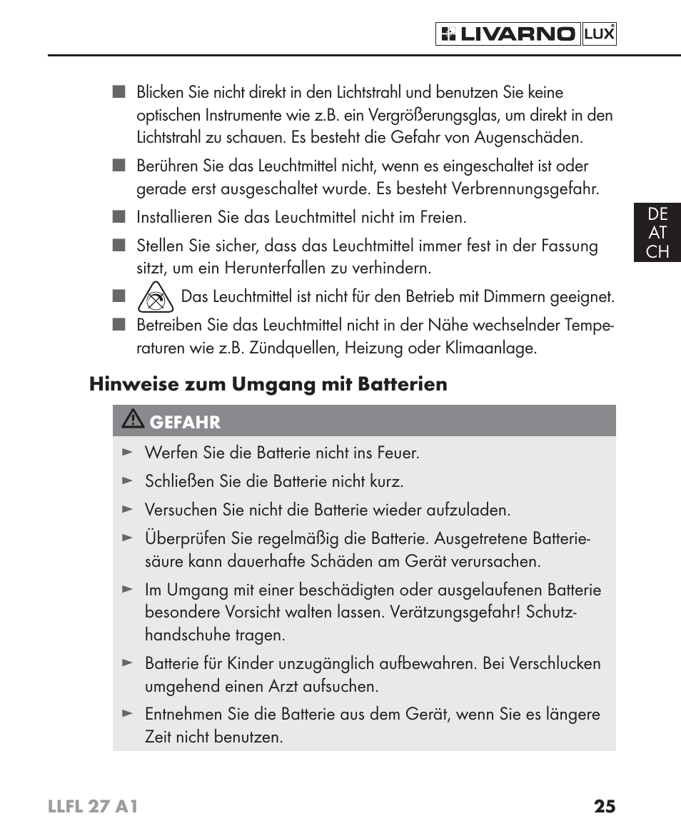 Livarno LLFL 27 A1 User Manual | Page 28 / 34