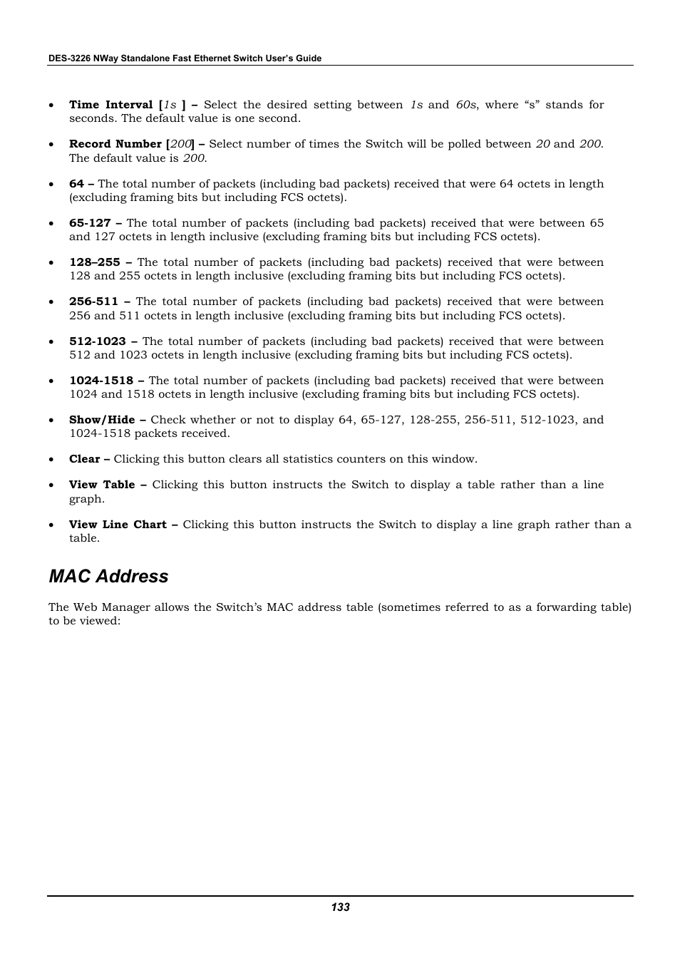 Mac address | D-Link DES-3226 User Manual | Page 143 / 179