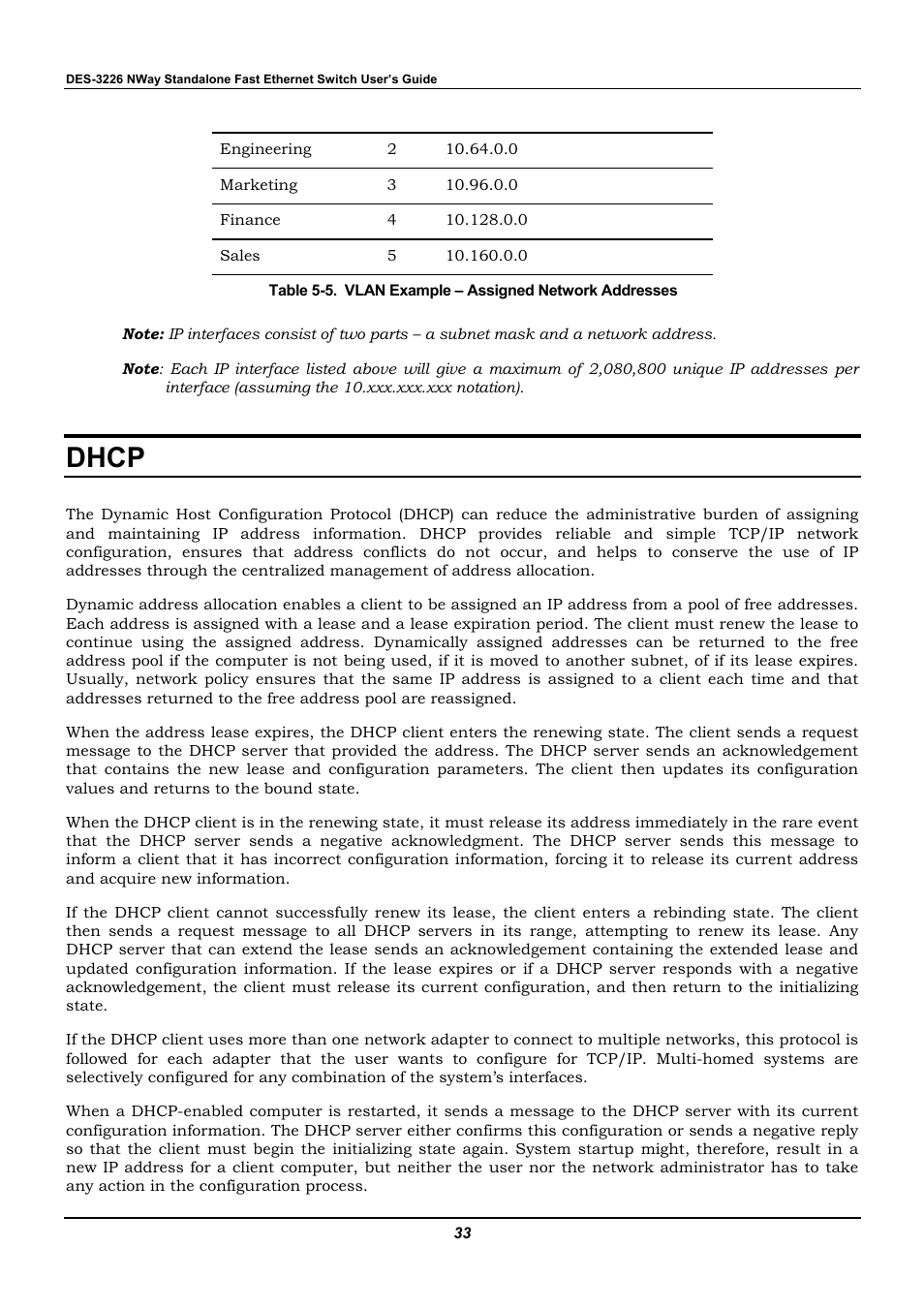 Dhcp | D-Link DES-3226 User Manual | Page 43 / 179