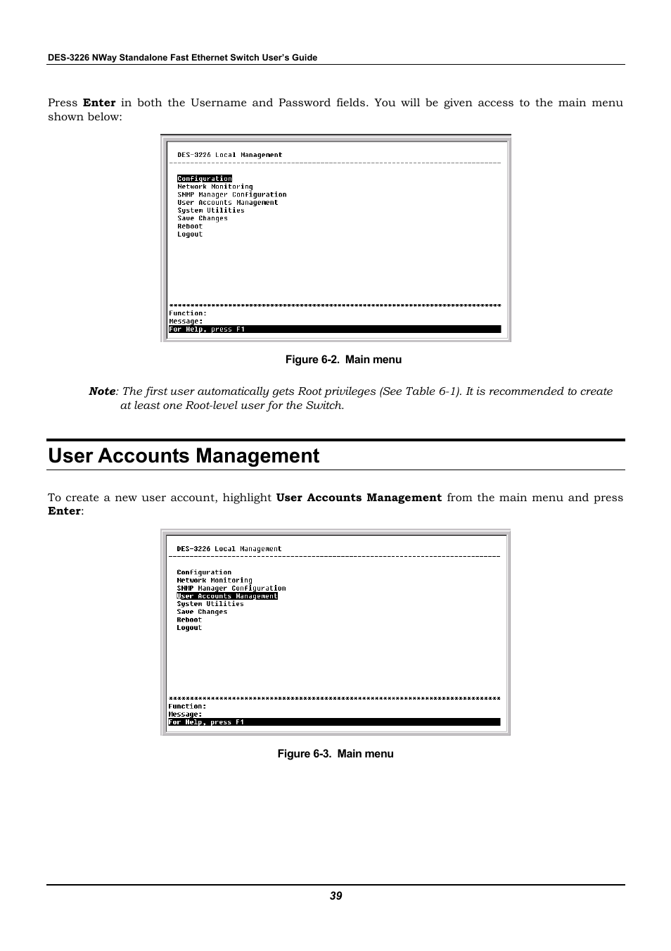 User accounts management | D-Link DES-3226 User Manual | Page 49 / 179