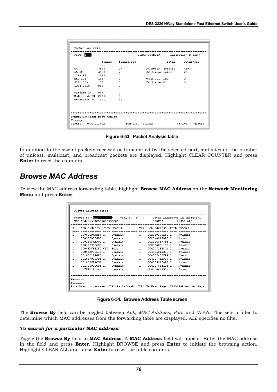 Browse mac address | D-Link DES-3226 User Manual | Page 86 / 179