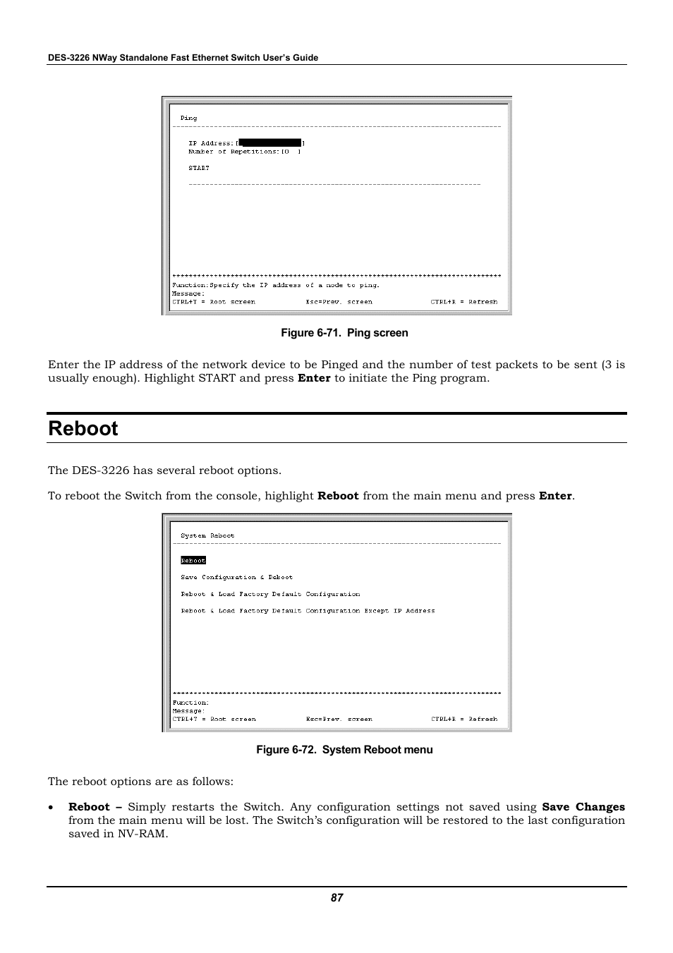 Reboot | D-Link DES-3226 User Manual | Page 97 / 179