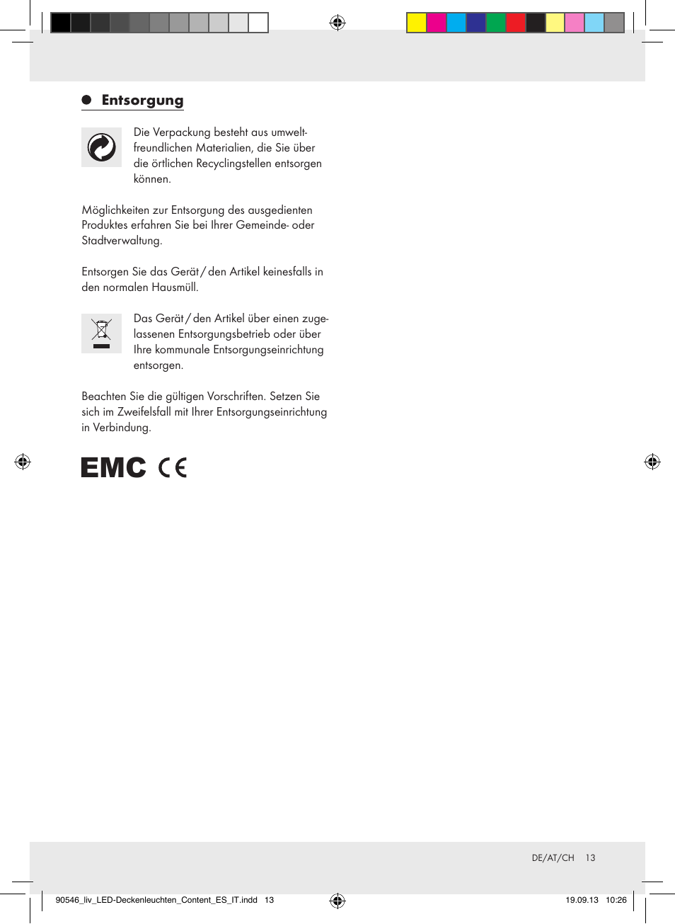 Entsorgung | Livarno Z31708A/Z31708B/ Z31708C/Z31708D User Manual | Page 13 / 16