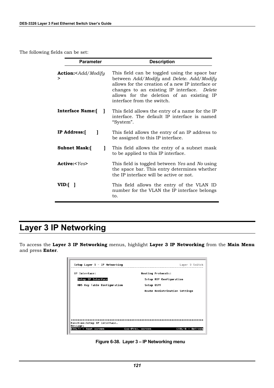 Layer 3 ip networking | D-Link DES-3326 User Manual | Page 121 / 285