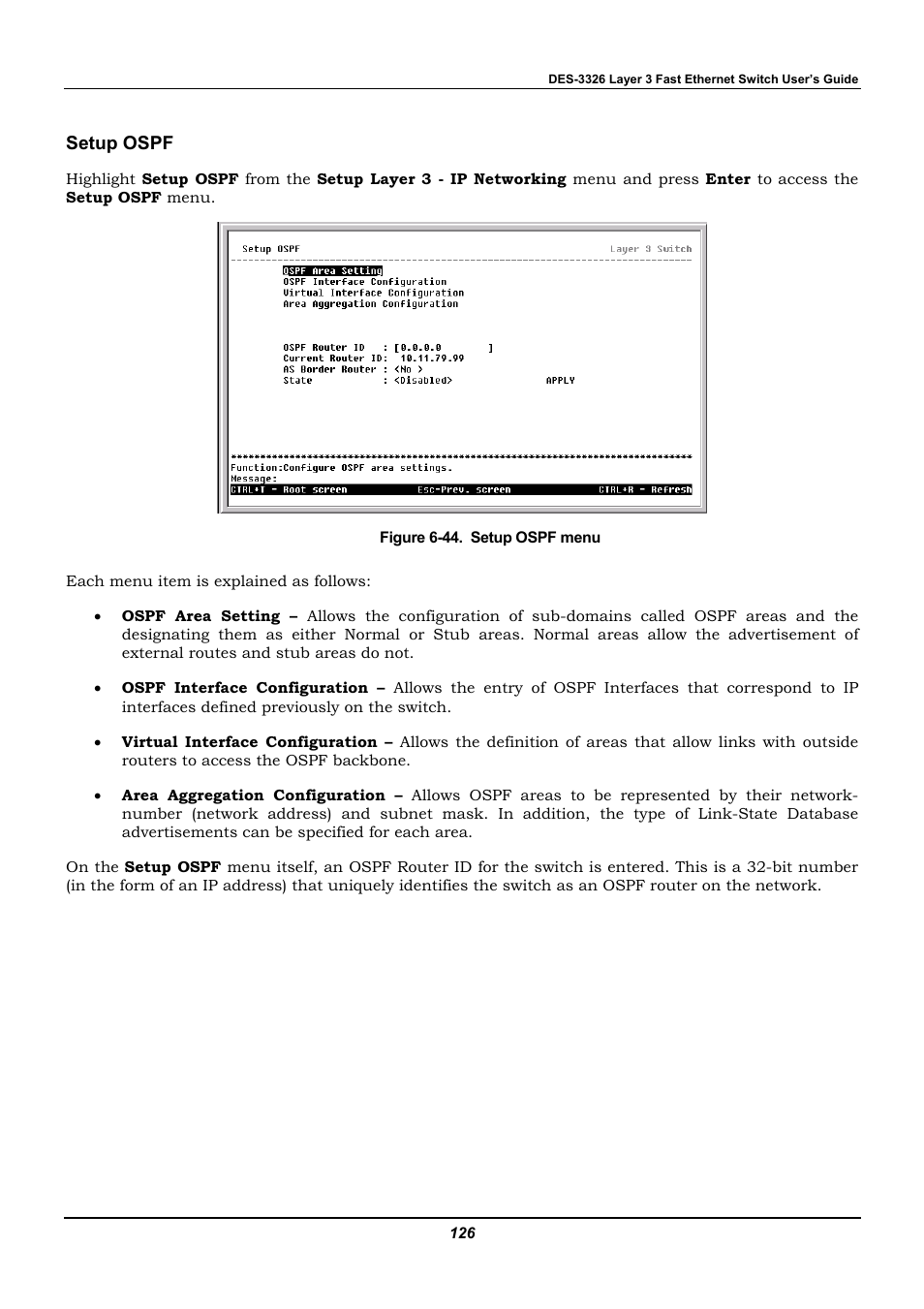 Setup ospf | D-Link DES-3326 User Manual | Page 126 / 285