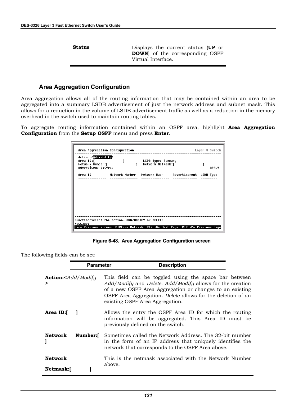 Area aggregation configuration | D-Link DES-3326 User Manual | Page 131 / 285