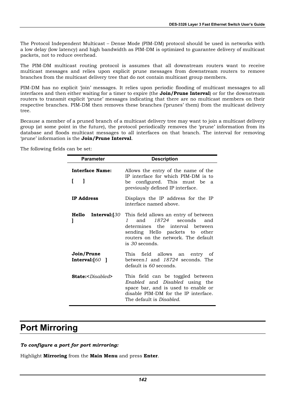 Port mirroring | D-Link DES-3326 User Manual | Page 142 / 285
