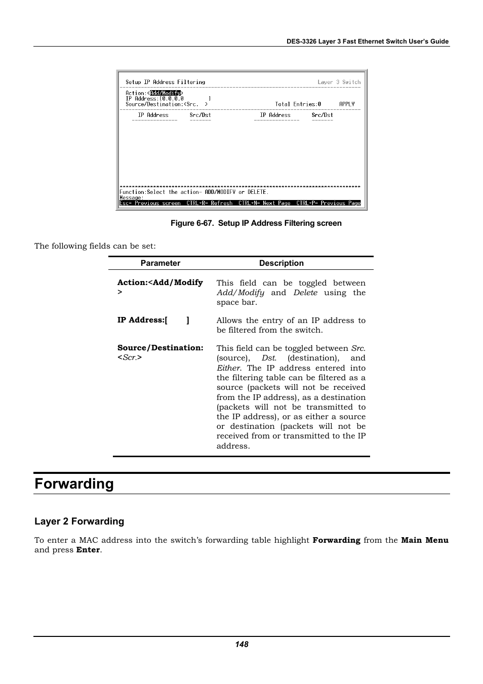 Forwarding, Layer 2 forwarding | D-Link DES-3326 User Manual | Page 148 / 285