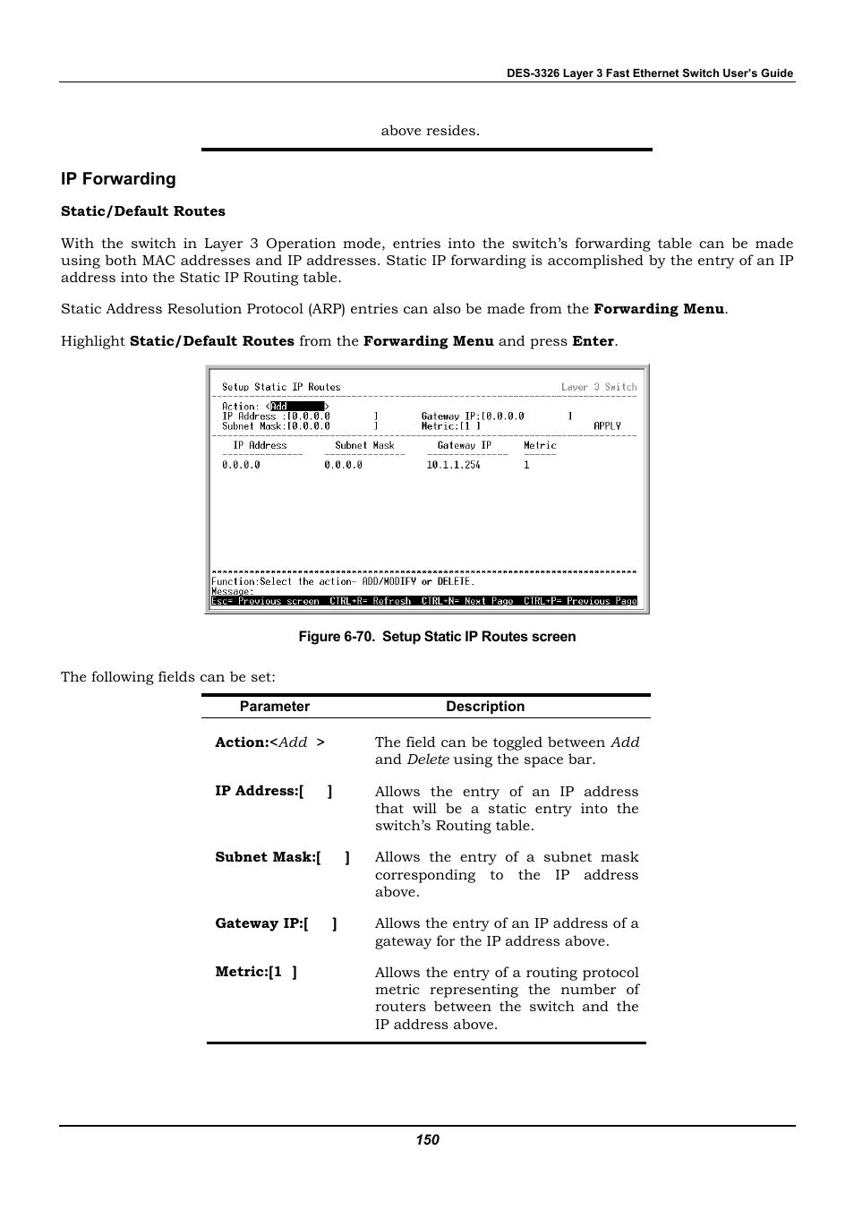 Ip forwarding | D-Link DES-3326 User Manual | Page 150 / 285