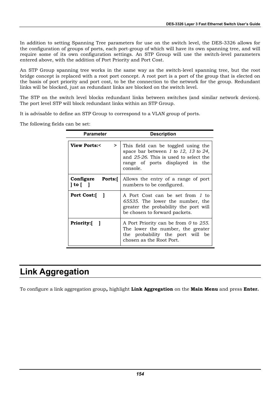 Link aggregation | D-Link DES-3326 User Manual | Page 154 / 285