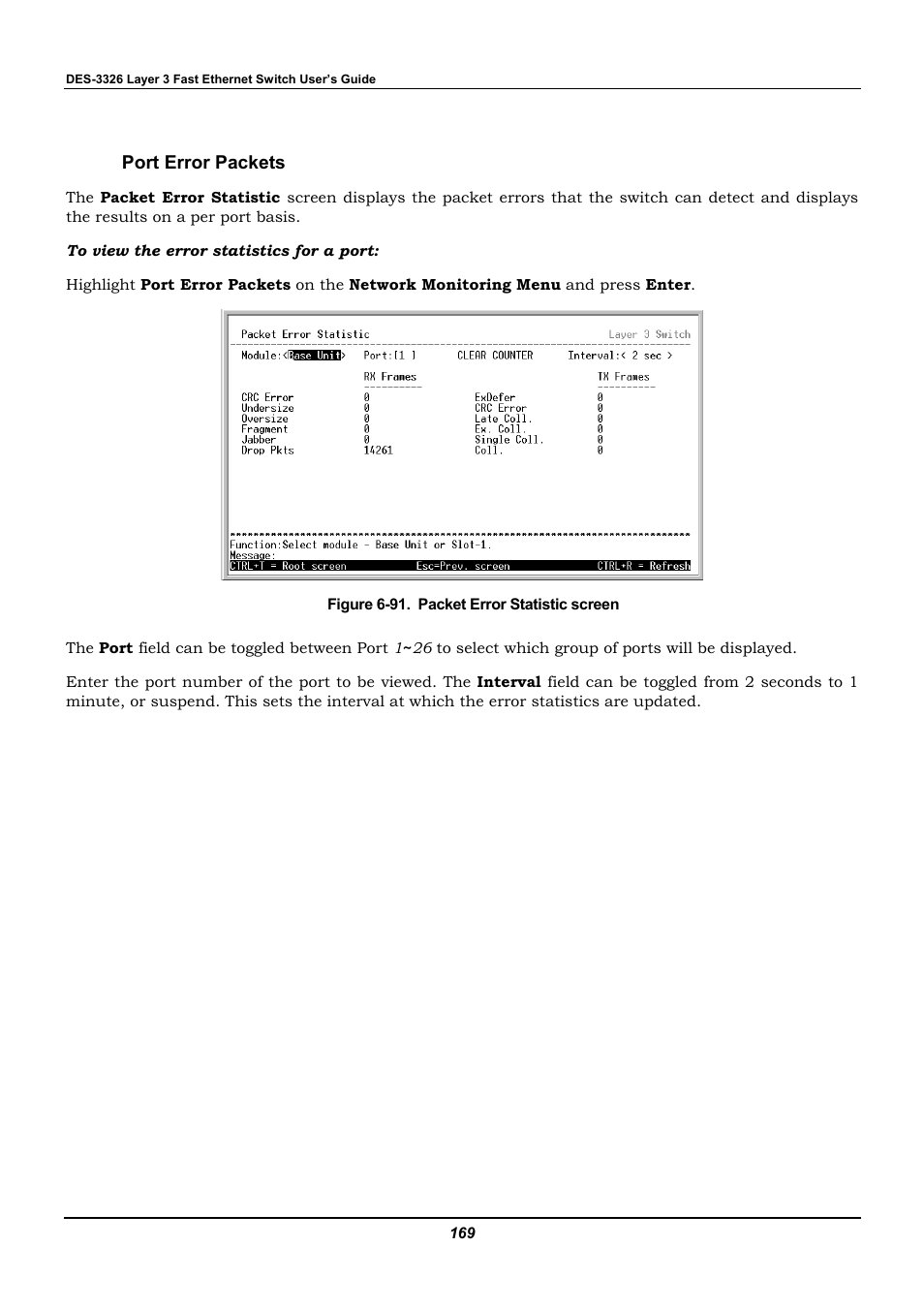 Port error packets | D-Link DES-3326 User Manual | Page 169 / 285