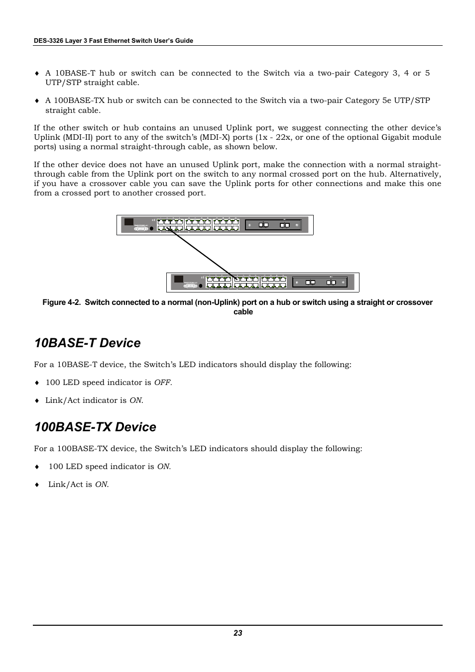 10base-t device, 100base-tx device | D-Link DES-3326 User Manual | Page 23 / 285