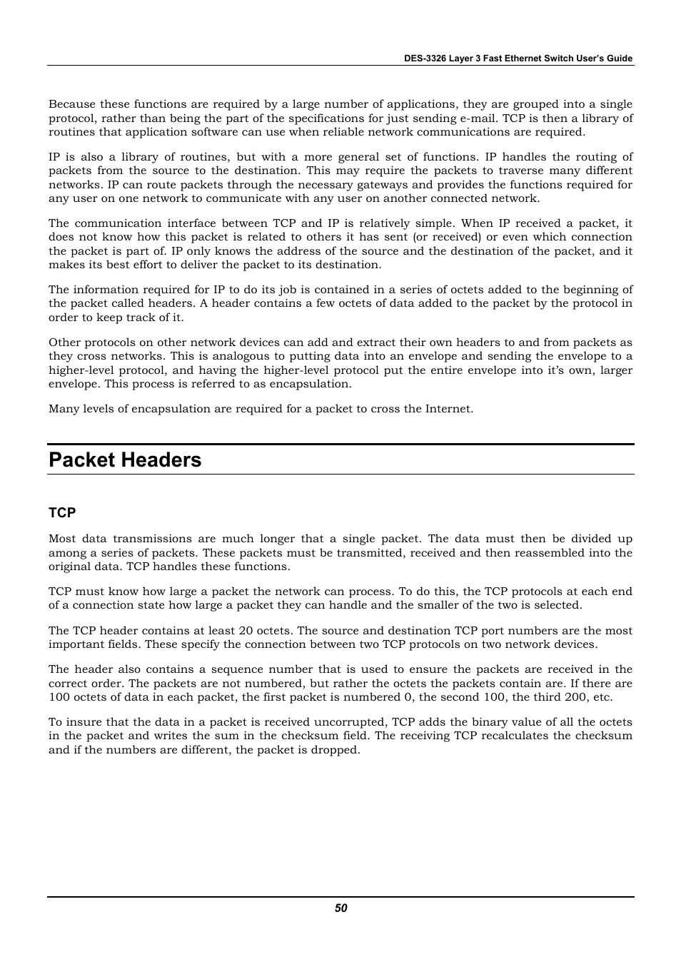 Packet headers | D-Link DES-3326 User Manual | Page 50 / 285