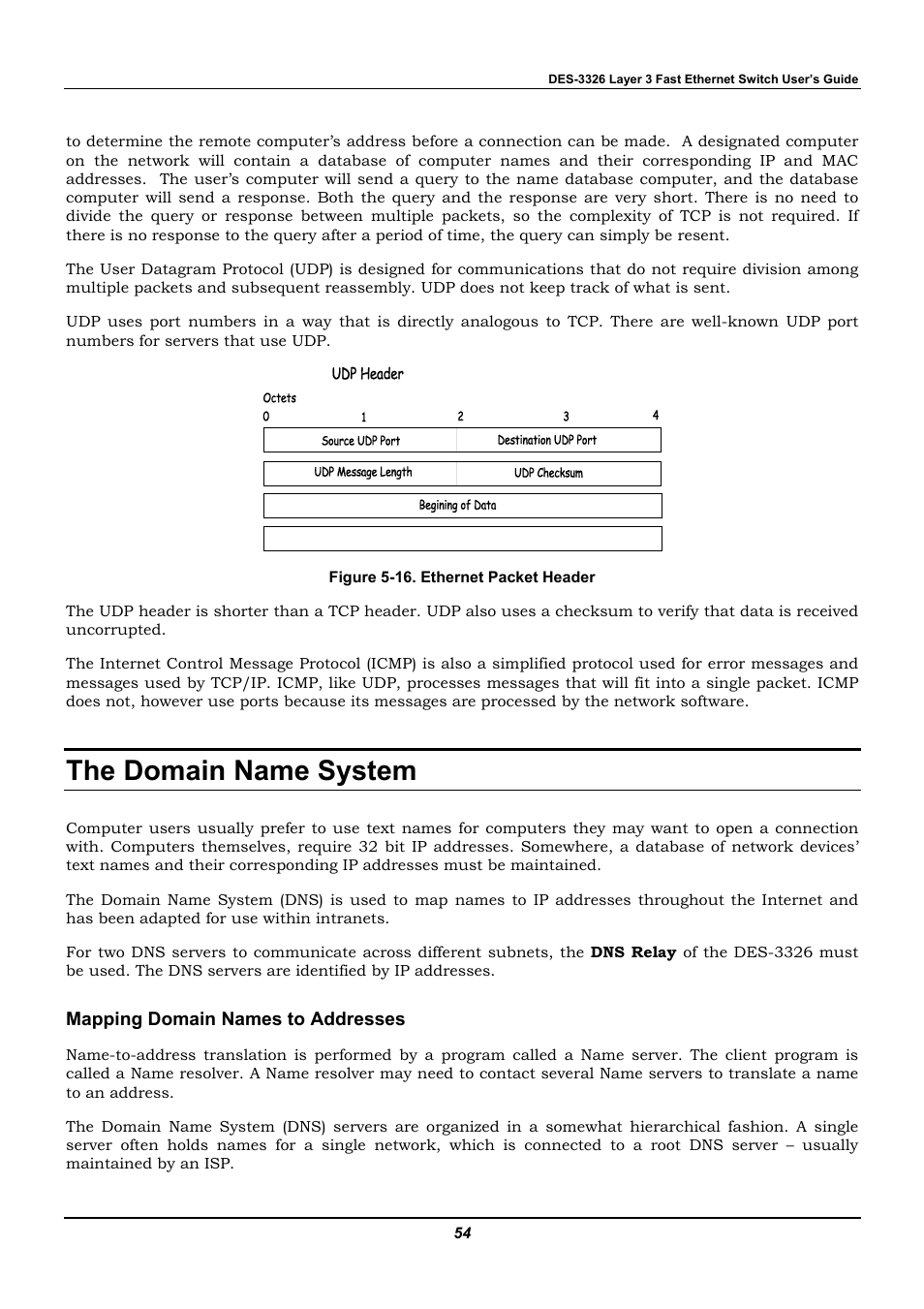 The domain name system, Mapping domain names to addresses | D-Link DES-3326 User Manual | Page 54 / 285