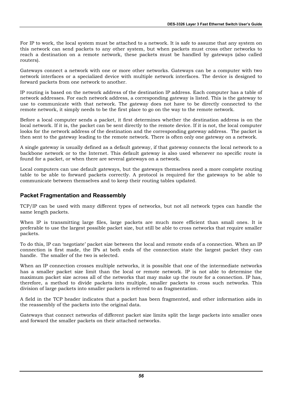 Packet fragmentation and reassembly | D-Link DES-3326 User Manual | Page 56 / 285
