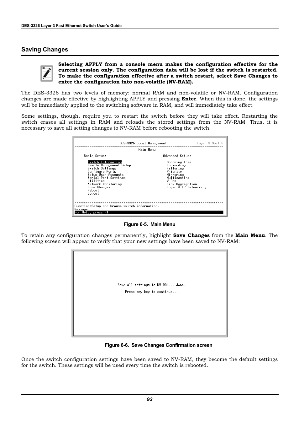 Saving changes | D-Link DES-3326 User Manual | Page 93 / 285