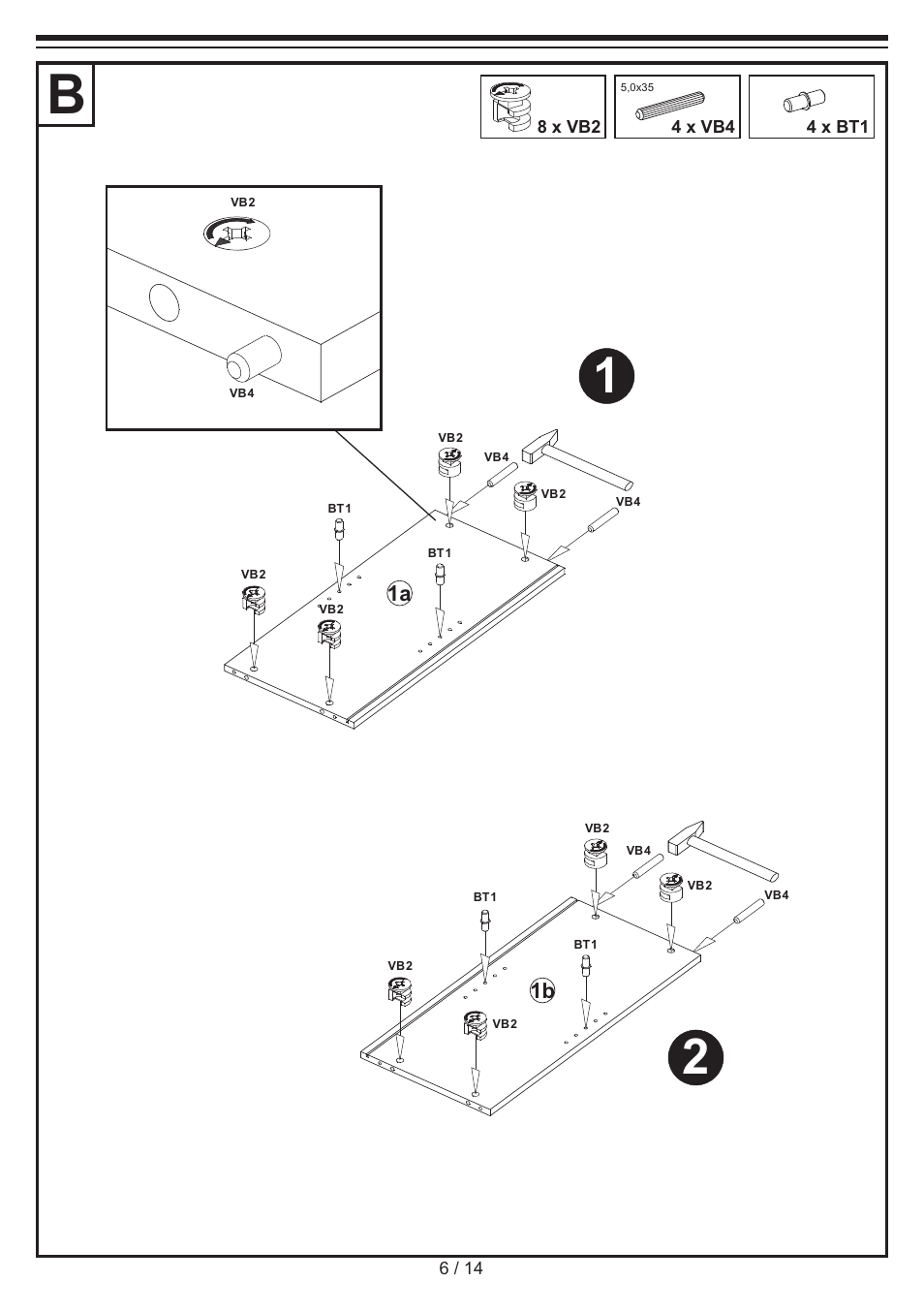 1a 1b | Livarno SHELVING UNIT User Manual | Page 6 / 14