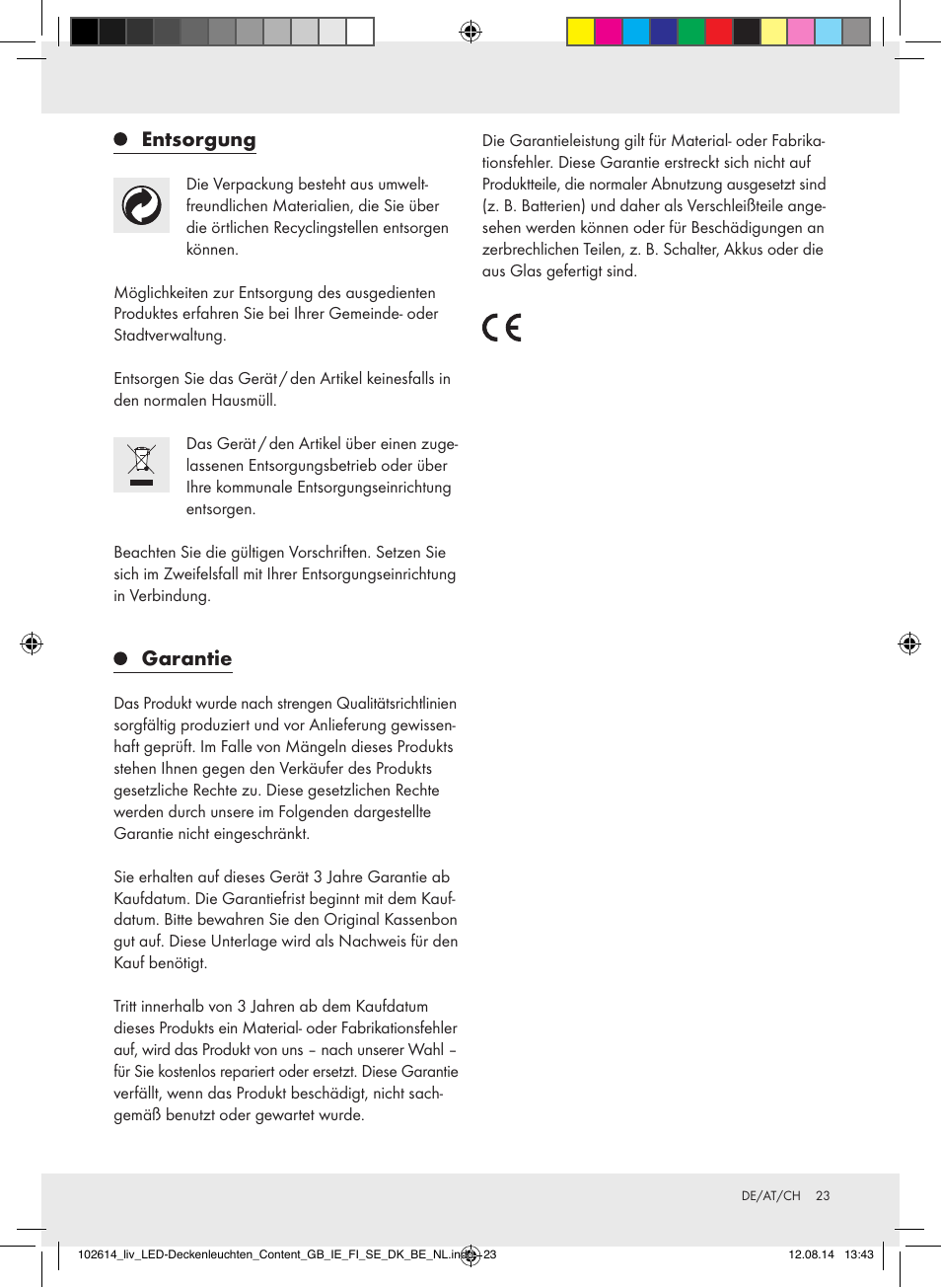 Entsorgung, Garantie | Livarno Z31708A/Z31708B/ Z31708C/Z31708D User Manual | Page 23 / 29