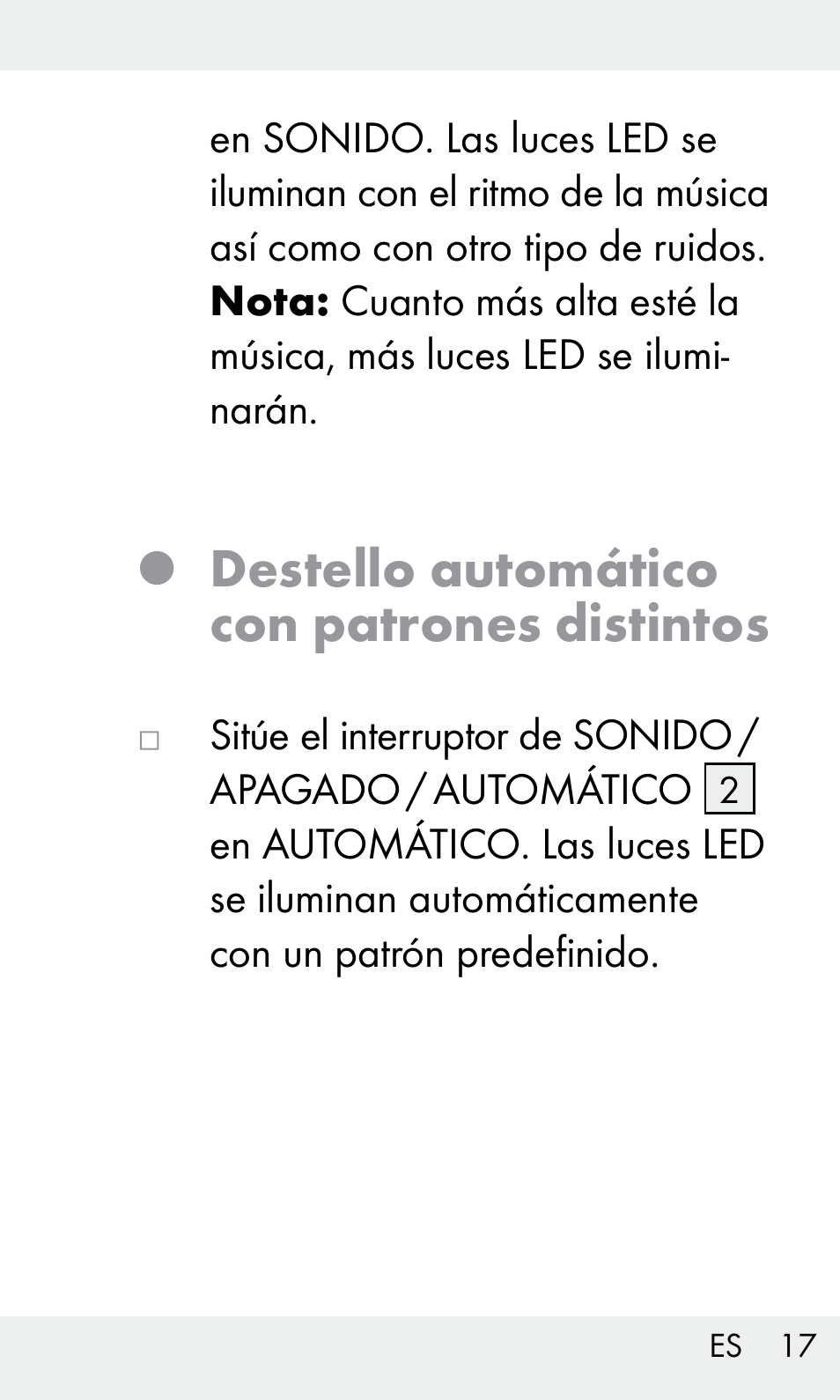 Destello automático con patrones distintos | Livarno Z31603/Z30425B User Manual | Page 17 / 97