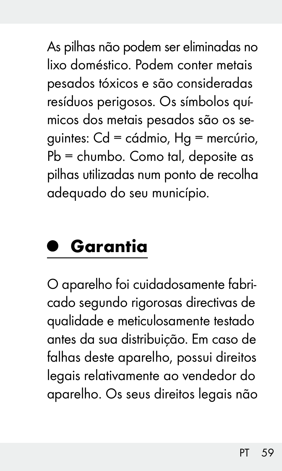 Garantia | Livarno Z31603/Z30425B User Manual | Page 59 / 97