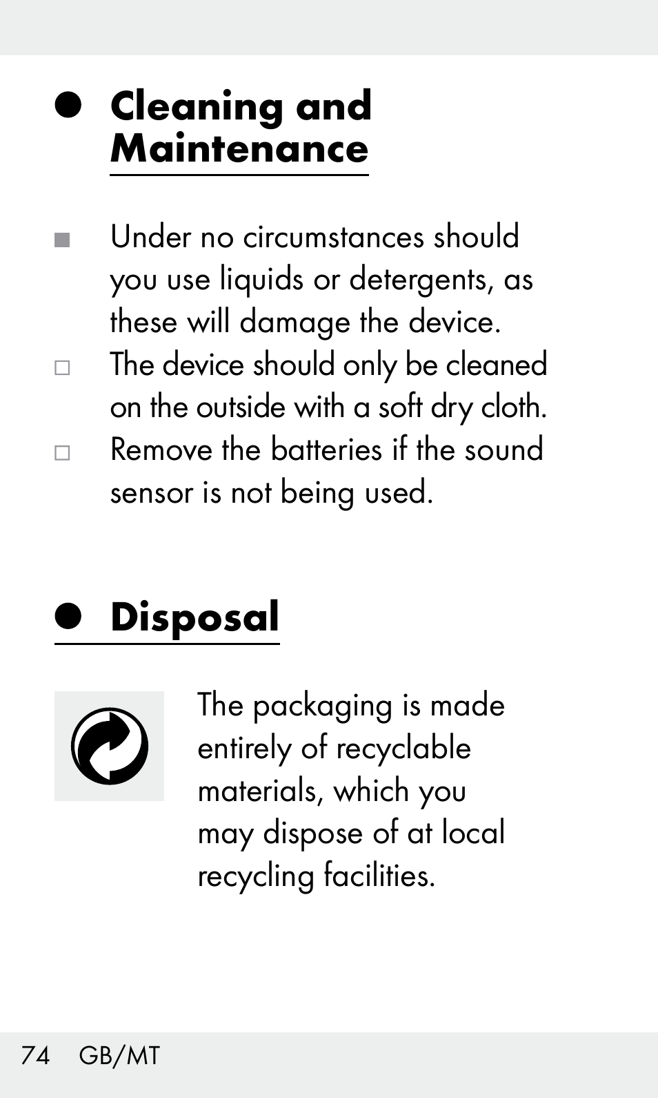 Cleaning and maintenance, Disposal | Livarno Z31603/Z30425B User Manual | Page 74 / 97