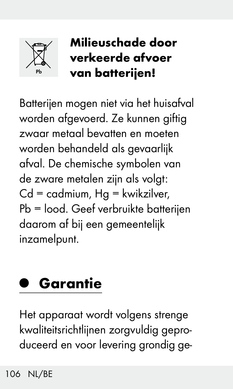 Garantie | Livarno Z31603/Z30425B User Manual | Page 106 / 127