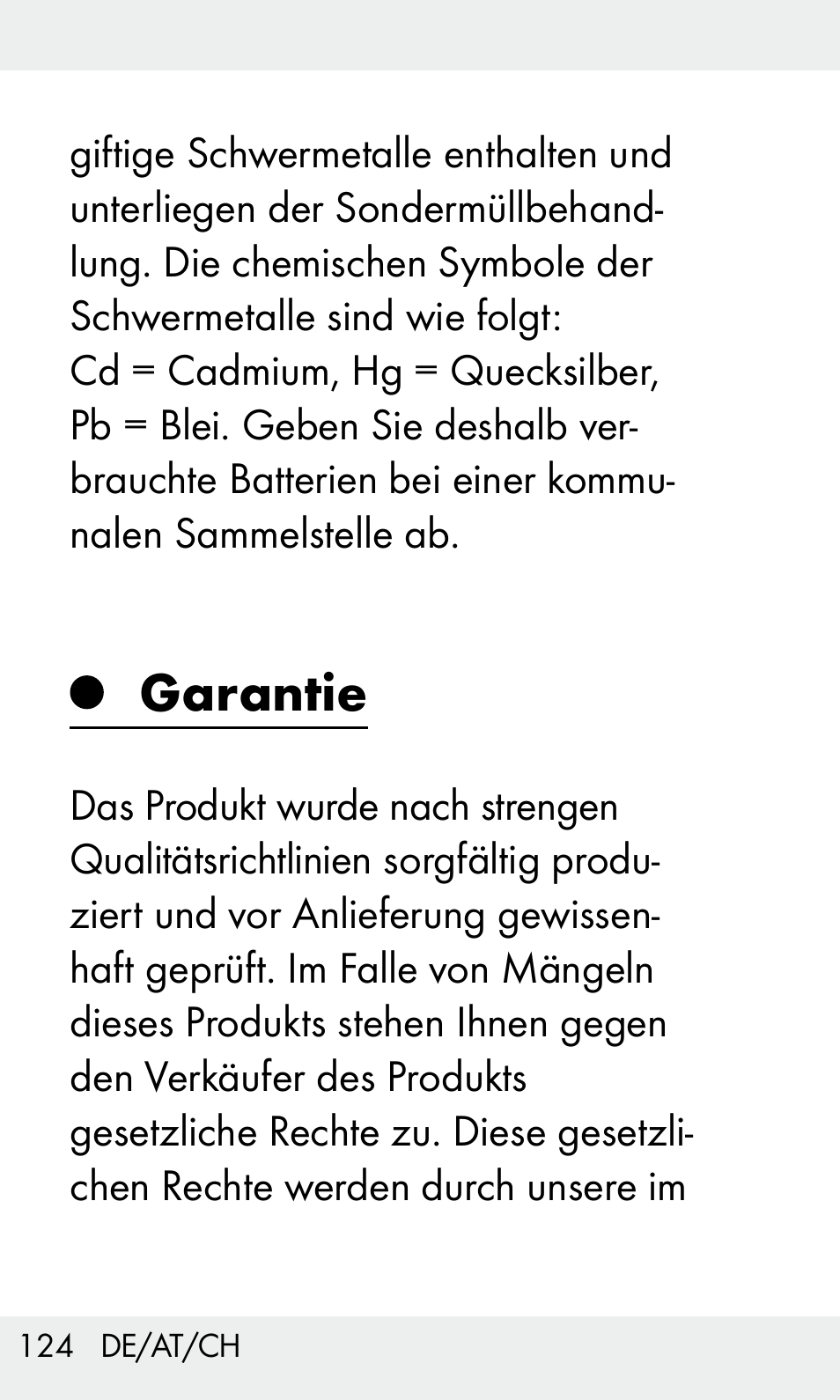 Garantie | Livarno Z31603/Z30425B User Manual | Page 124 / 127