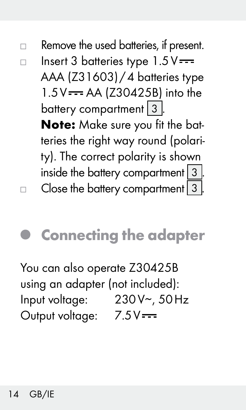 Connecting the adapter | Livarno Z31603/Z30425B User Manual | Page 14 / 127