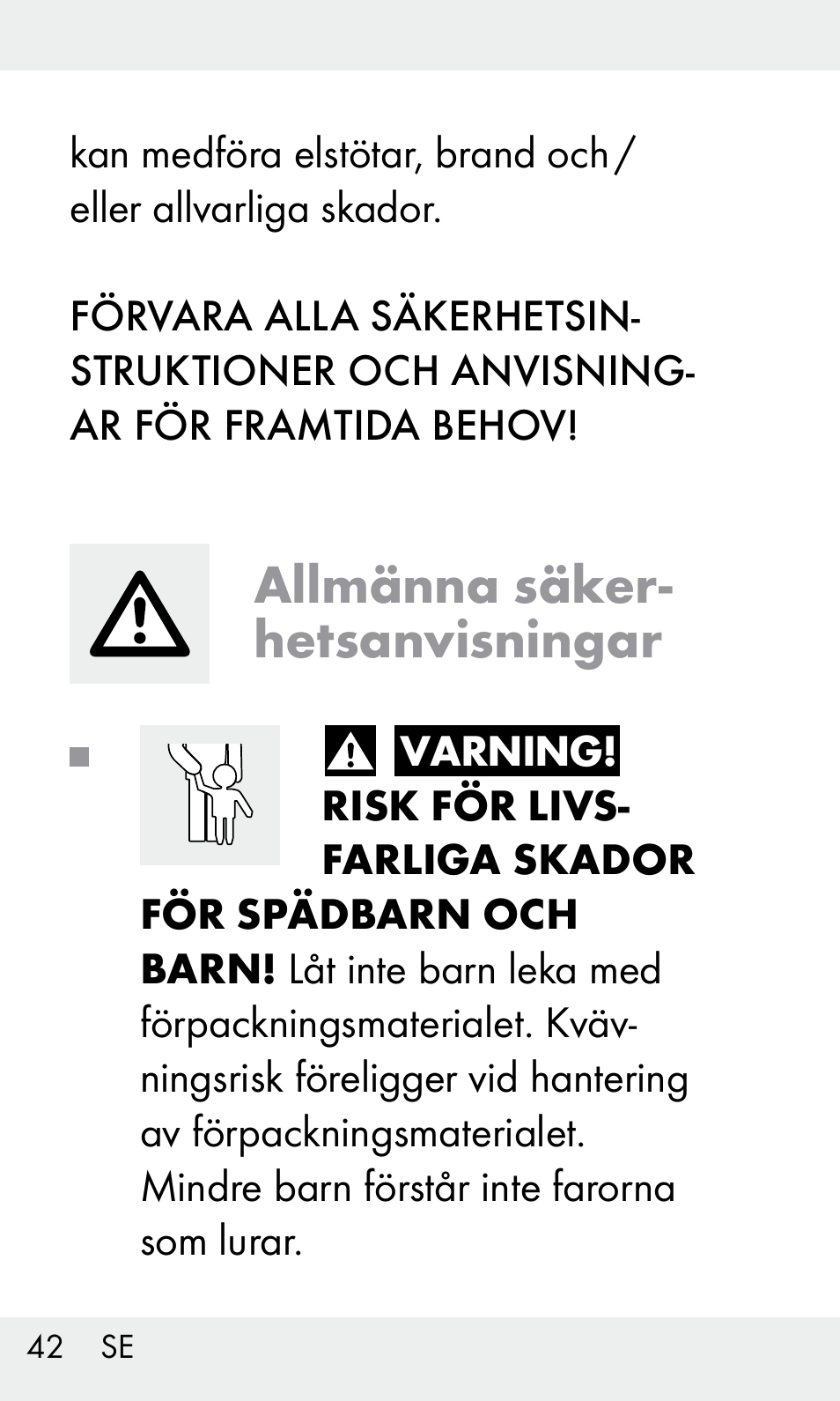 Allmänna säker- hetsanvisningar | Livarno Z31603/Z30425B User Manual | Page 42 / 127