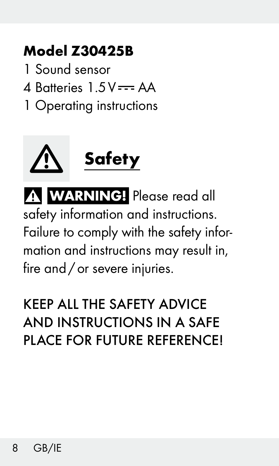 Safety | Livarno Z31603/Z30425B User Manual | Page 8 / 127