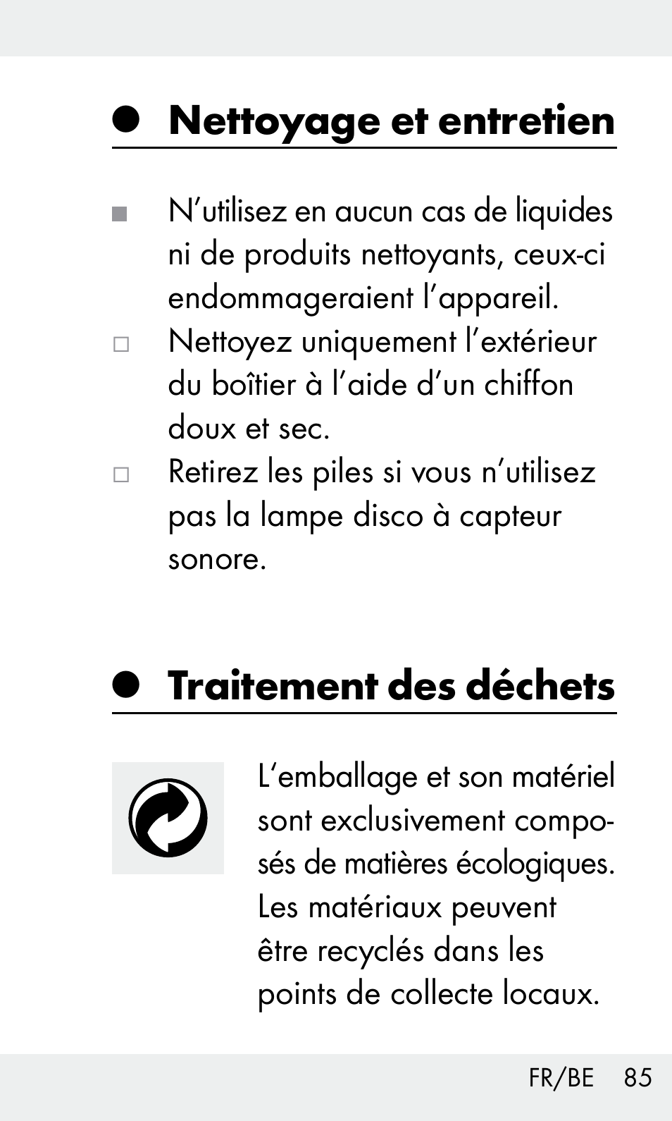 Nettoyage et entretien, Traitement des déchets | Livarno Z31603/Z30425B User Manual | Page 85 / 127