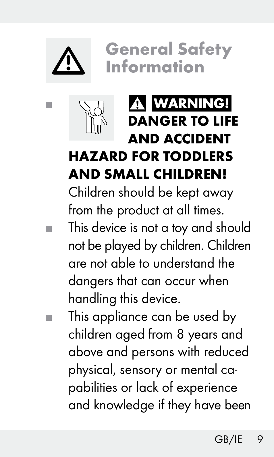 General safety information | Livarno Z31603/Z30425B User Manual | Page 9 / 127