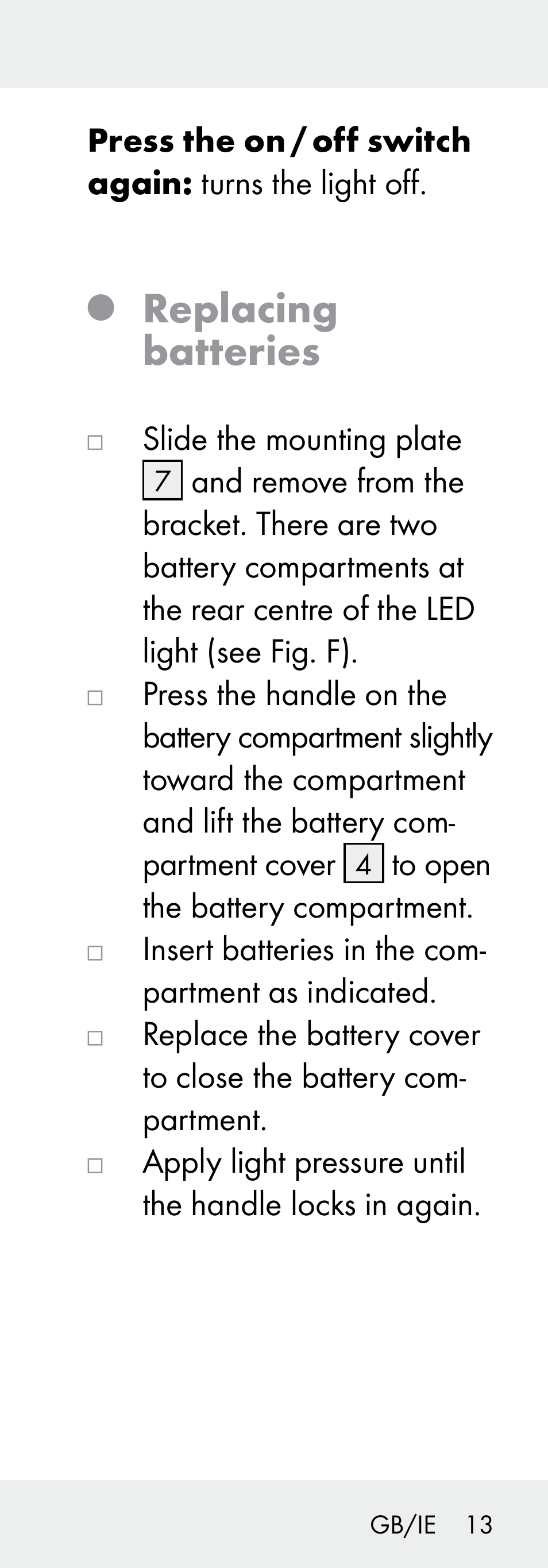 Replacing batteries | Livarno Z31730A/Z31730B User Manual | Page 13 / 90