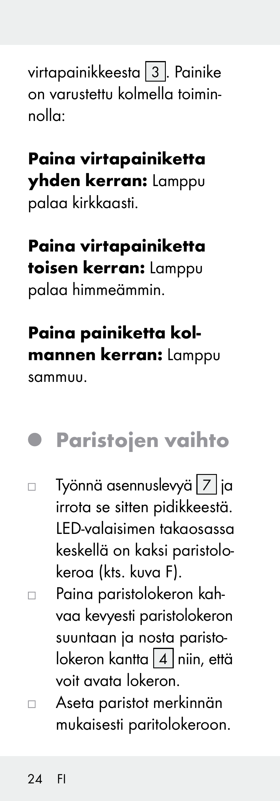 Paristojen vaihto | Livarno Z31730A/Z31730B User Manual | Page 24 / 90