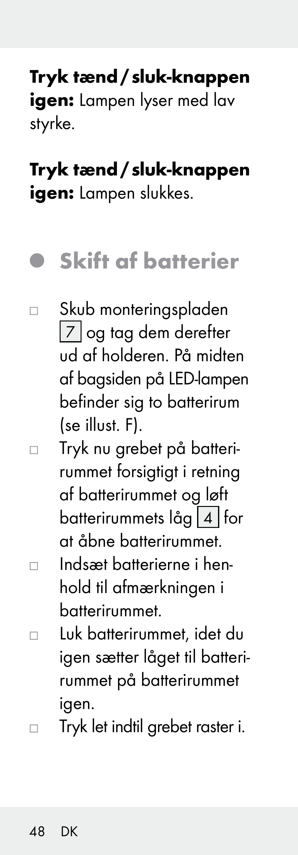 Skift af batterier | Livarno Z31730A/Z31730B User Manual | Page 48 / 90