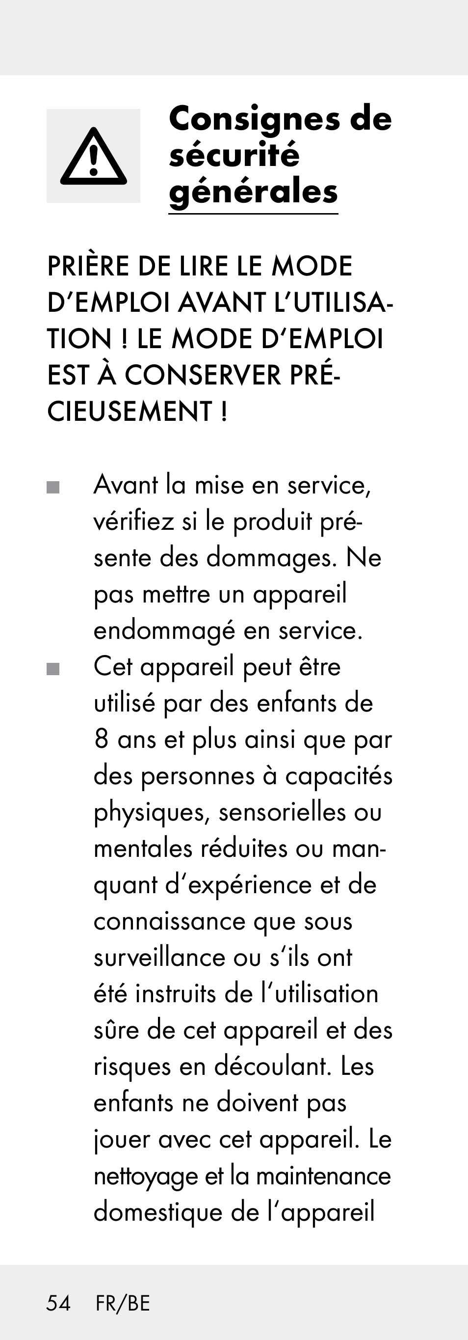 Consignes de sécurité générales | Livarno Z31730A/Z31730B User Manual | Page 54 / 90