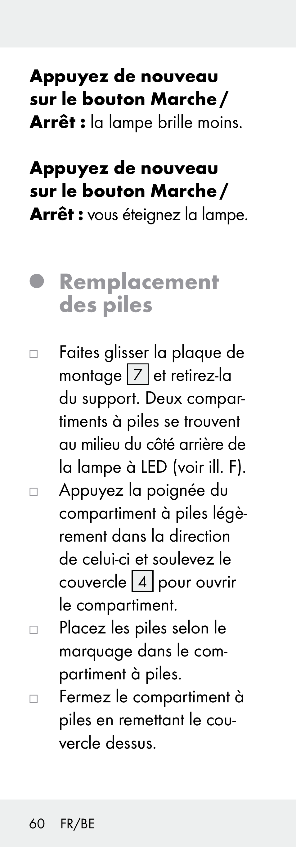 Remplacement des piles | Livarno Z31730A/Z31730B User Manual | Page 60 / 90