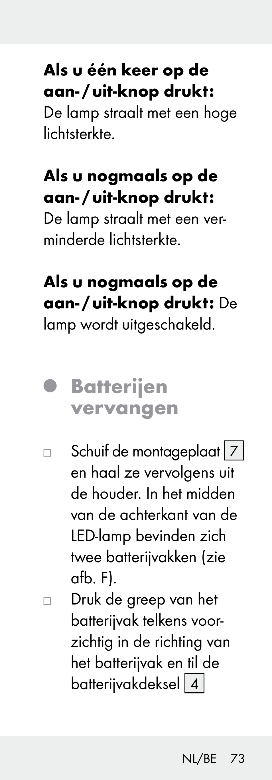 Batterijen vervangen | Livarno Z31730A/Z31730B User Manual | Page 73 / 90