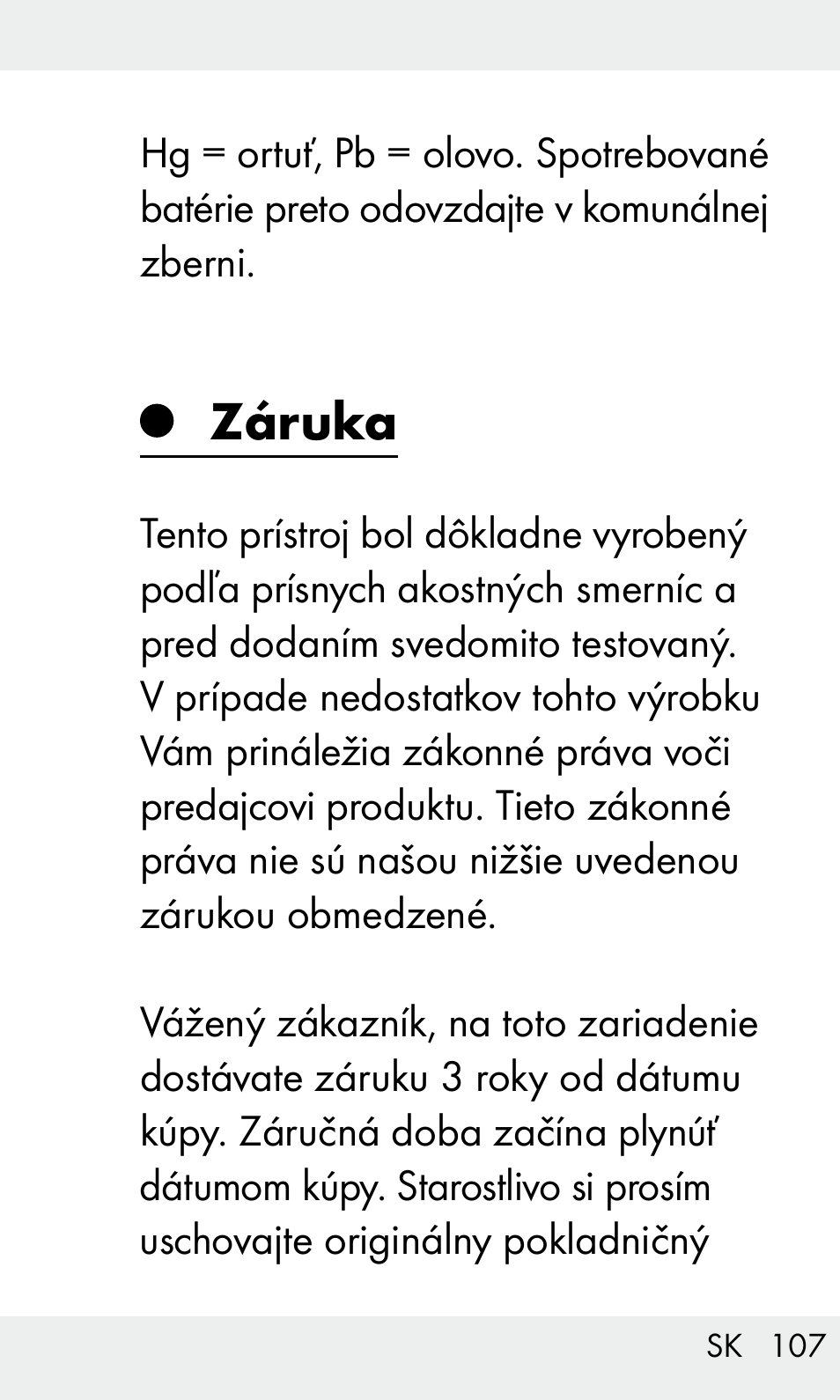 Záruka | Livarno Z31603/Z30425B User Manual | Page 107 / 128