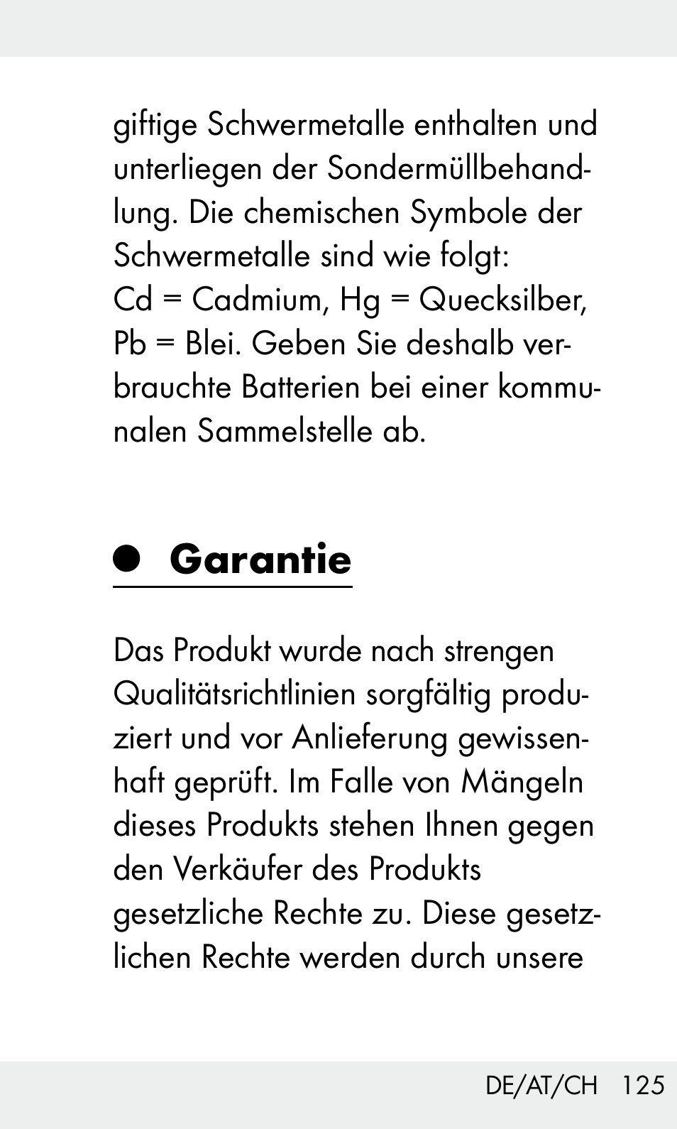 Garantie | Livarno Z31603/Z30425B User Manual | Page 125 / 128