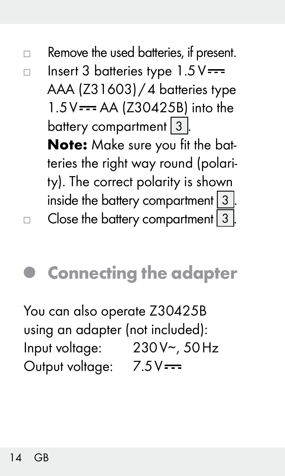 Connecting the adapter | Livarno Z31603/Z30425B User Manual | Page 14 / 128