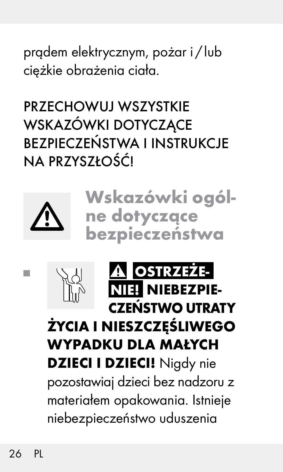 Wskazówki ogól- ne dotyczące bezpieczeństwa | Livarno Z31603/Z30425B User Manual | Page 26 / 128