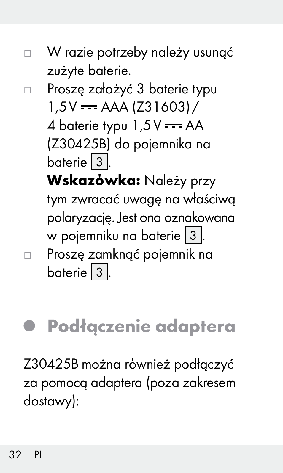 Podłączenie adaptera | Livarno Z31603/Z30425B User Manual | Page 32 / 128