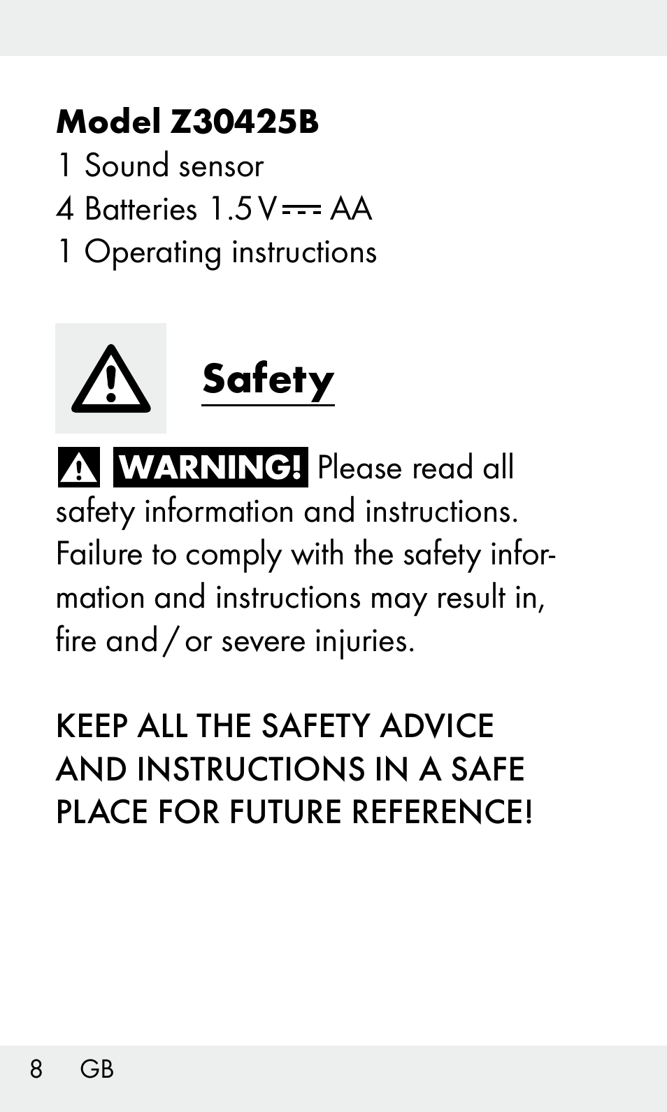 Safety | Livarno Z31603/Z30425B User Manual | Page 8 / 128