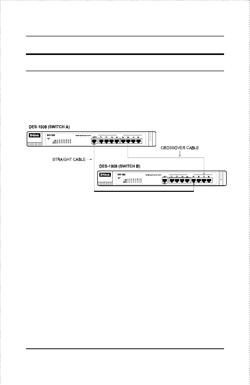 Switch to switch (other devices), Using straight cable, Using crossover cable | D-Link DES-1004 User Manual | Page 32 / 46