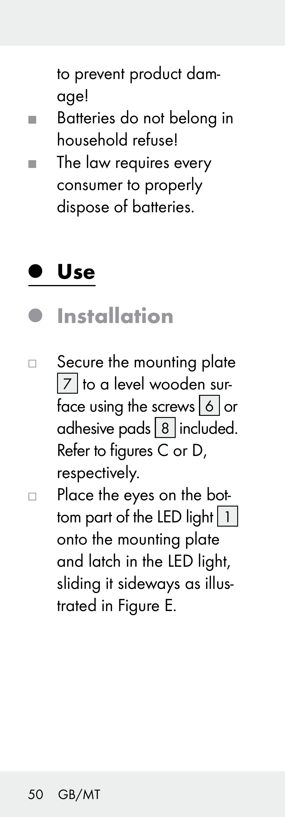 Use installation | Livarno Z31730A/Z31730B User Manual | Page 50 / 68